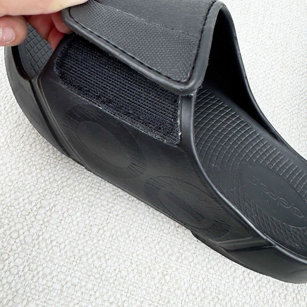 OOFOS OOAHH Sport Flex Slides Black Recovery Sandals Shoes - Picture 9 of 16